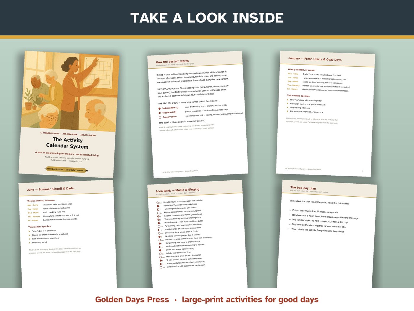 Six pages from the calendar system