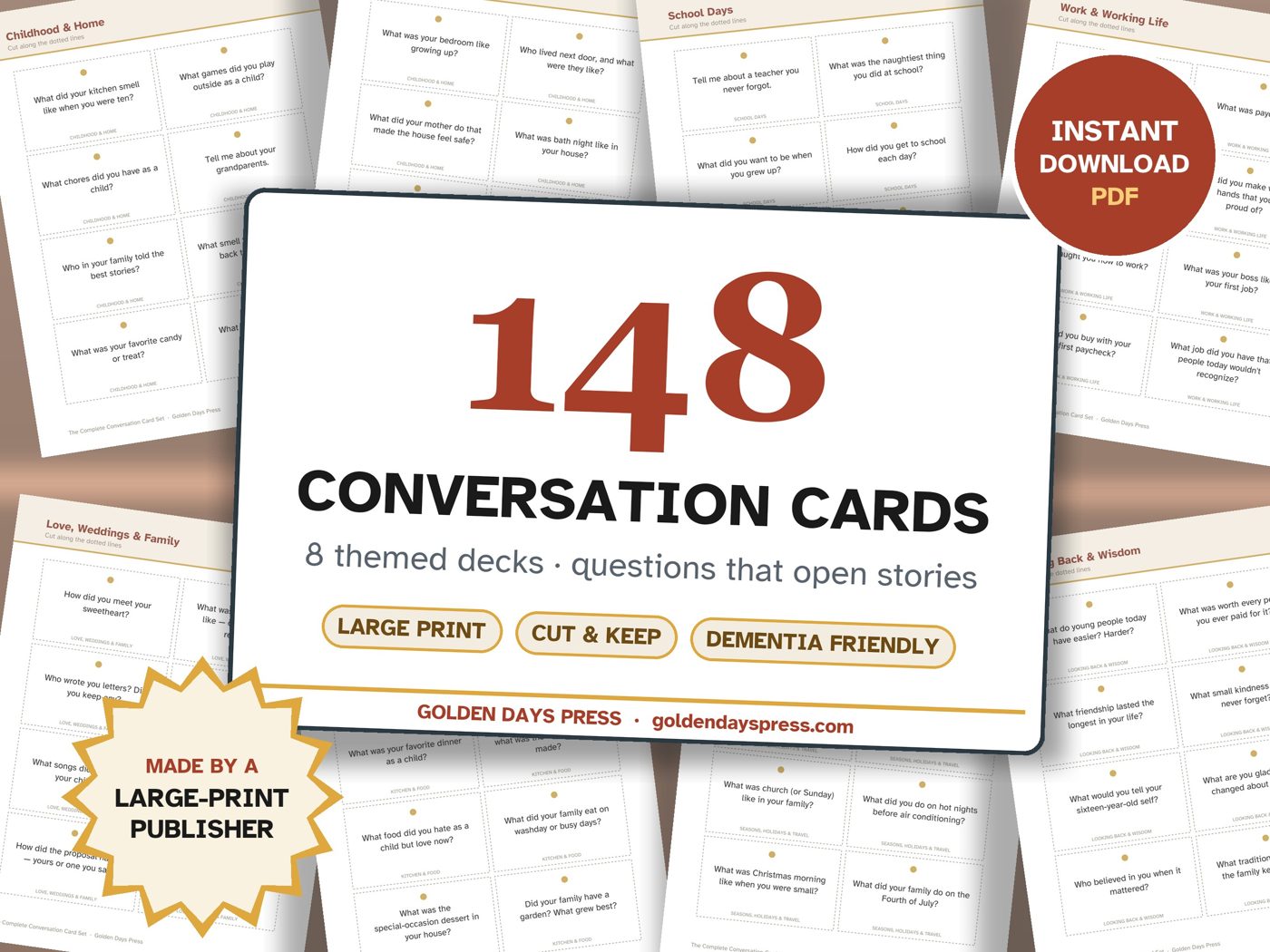 Conversation Card Deck cover with fanned printed cards