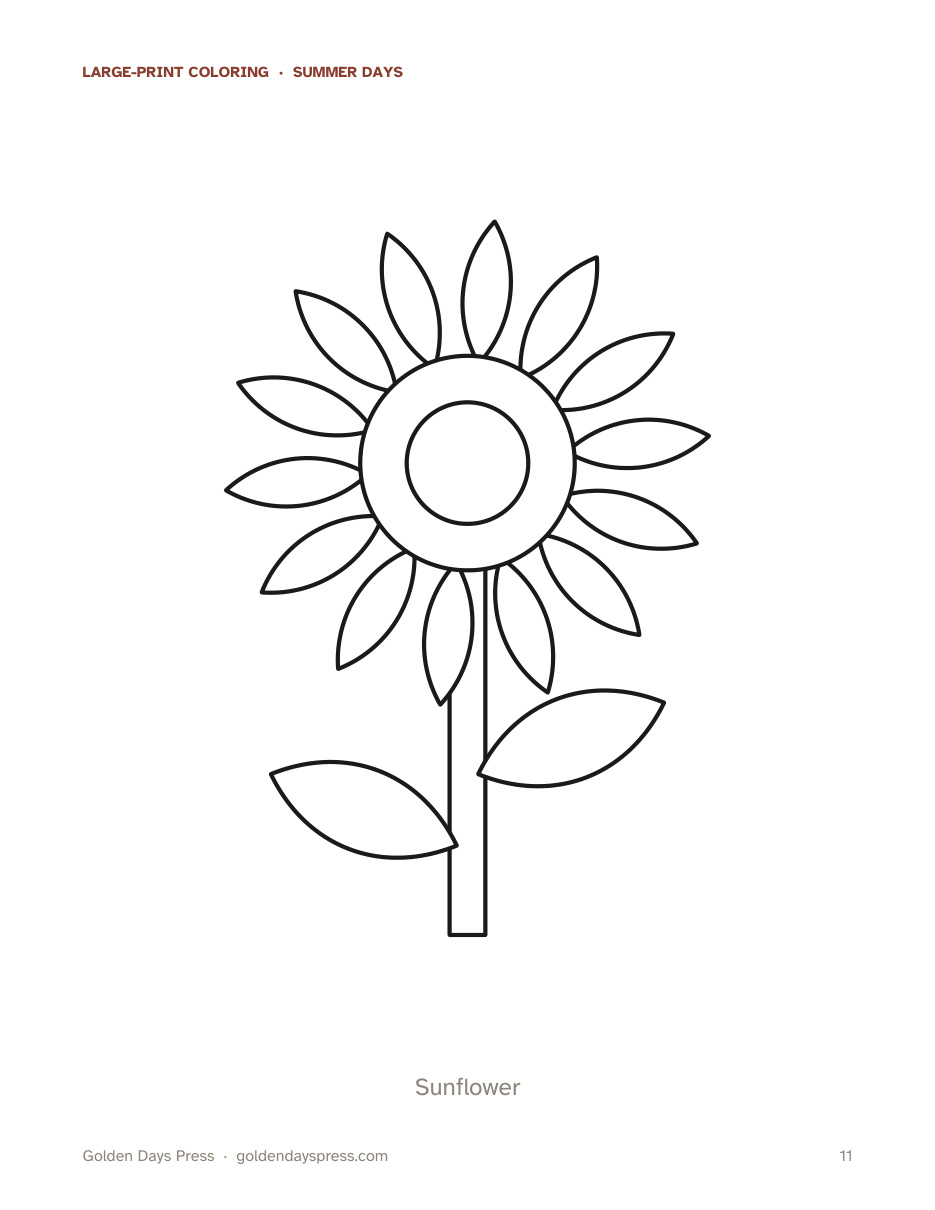 Sunflower — a coloring page from the Summer Days set